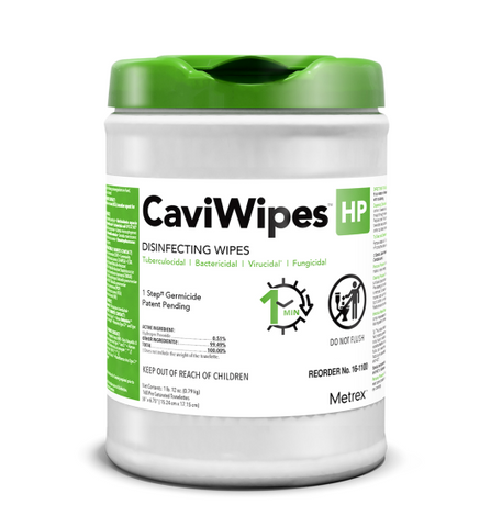 Metrex 16-1100 CaviWipes HP Alcohol-Free Disinfectant Towelettes 6" x 6.75" 160/Pk