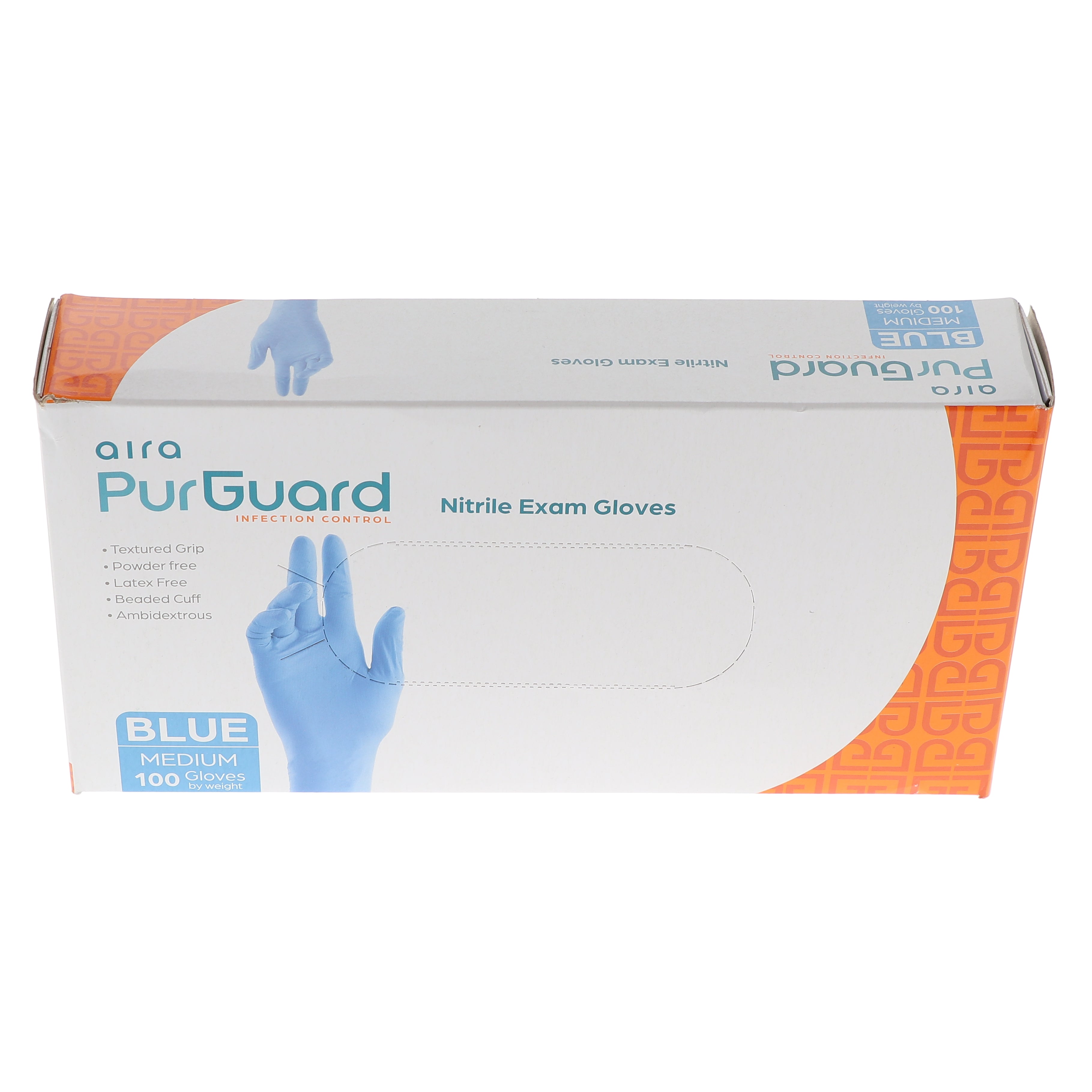 AIRA Nitrile Exam Gloves Powder Free Textured Blue 100/Bx