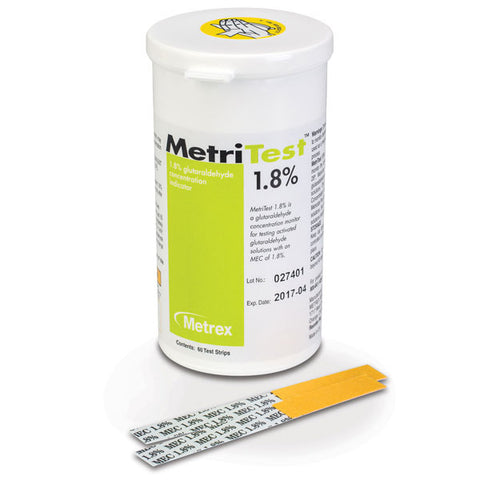 Metrex 10-304 MetriTest 1.8% Glutaraldehyde Indicator Test Strips 60/Pk