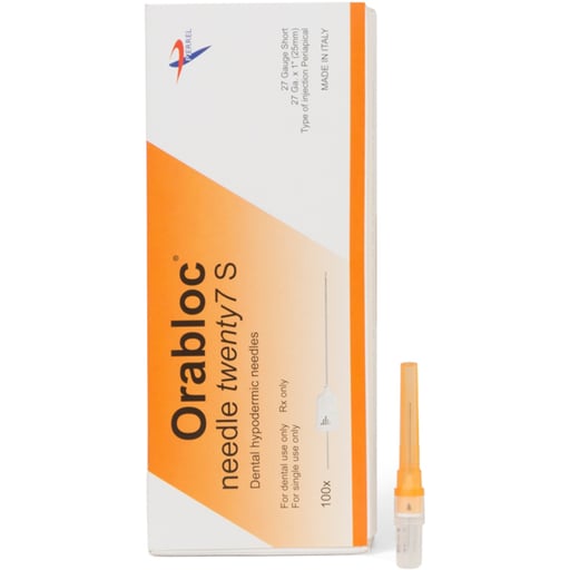Pierrel Pharma SRL 102704025 Orabloc Plastic Hub Dental Needles 27G Short Orange 100/Box