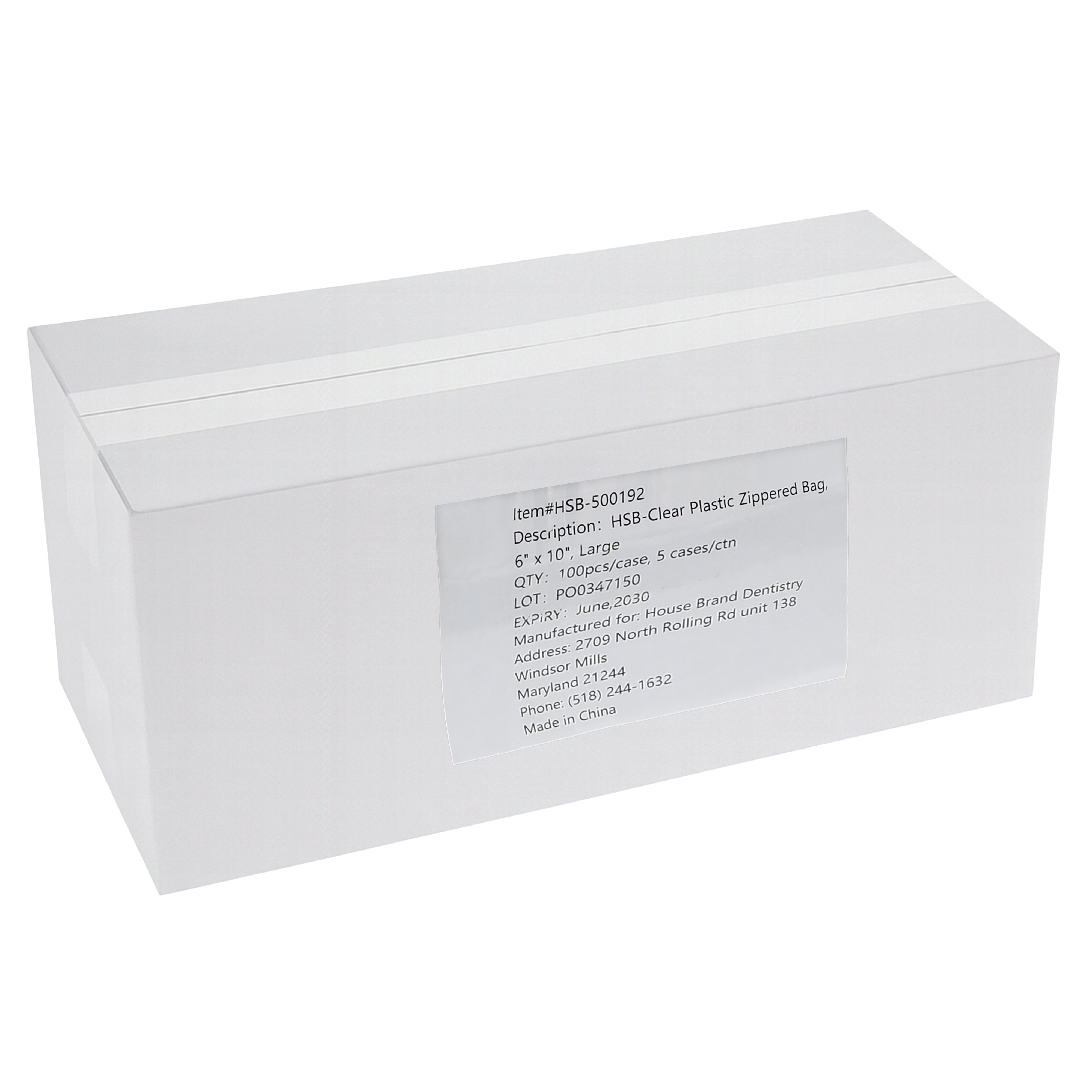 House Brand Dentistry 500192 HSB Plastic Zippered Bags 6