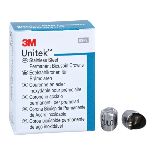 3M Solventum 900510 Unitek Stainless Steel Crowns Permanent Max Bicuspid #0 Upper Left 5/Pk