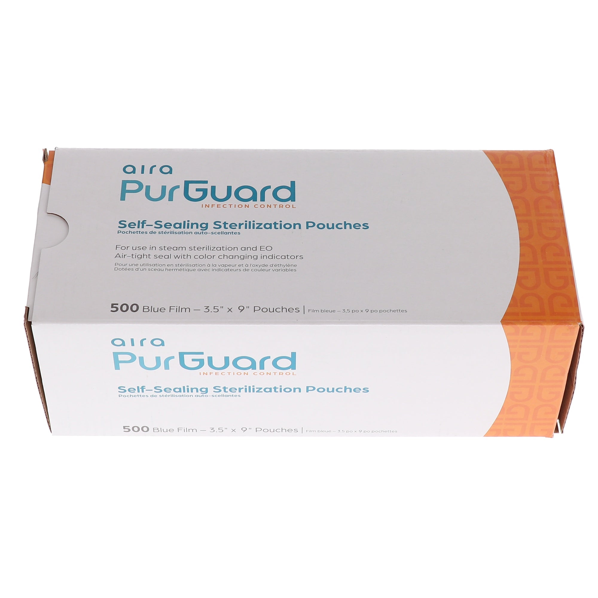 Aira 100593 PurGuard Self-Sealing Sterilization Pouches Paper Film Blue 3.5 X 9 500/Bx