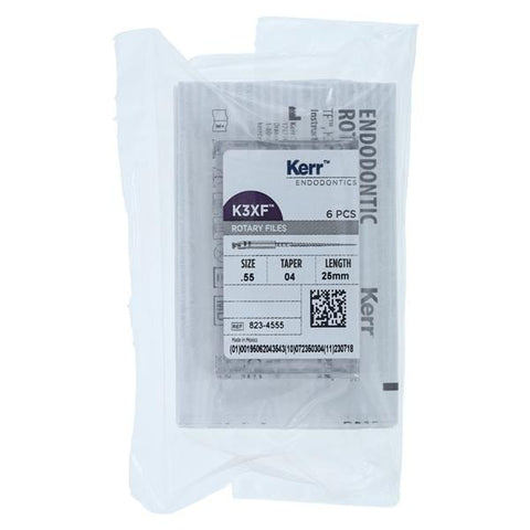 Kerr Dental 823-4555 K3XF Endodontic Rotary Files .55 04 Taper 25mm 6/Pk