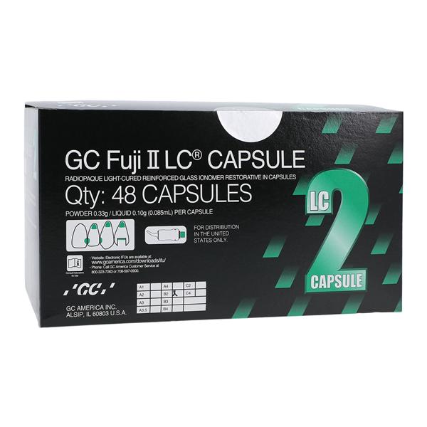 GC 425006 Fuji II LC Light Cure Resin Reinforced Glass Ionomer Capsules B2 48/Bx