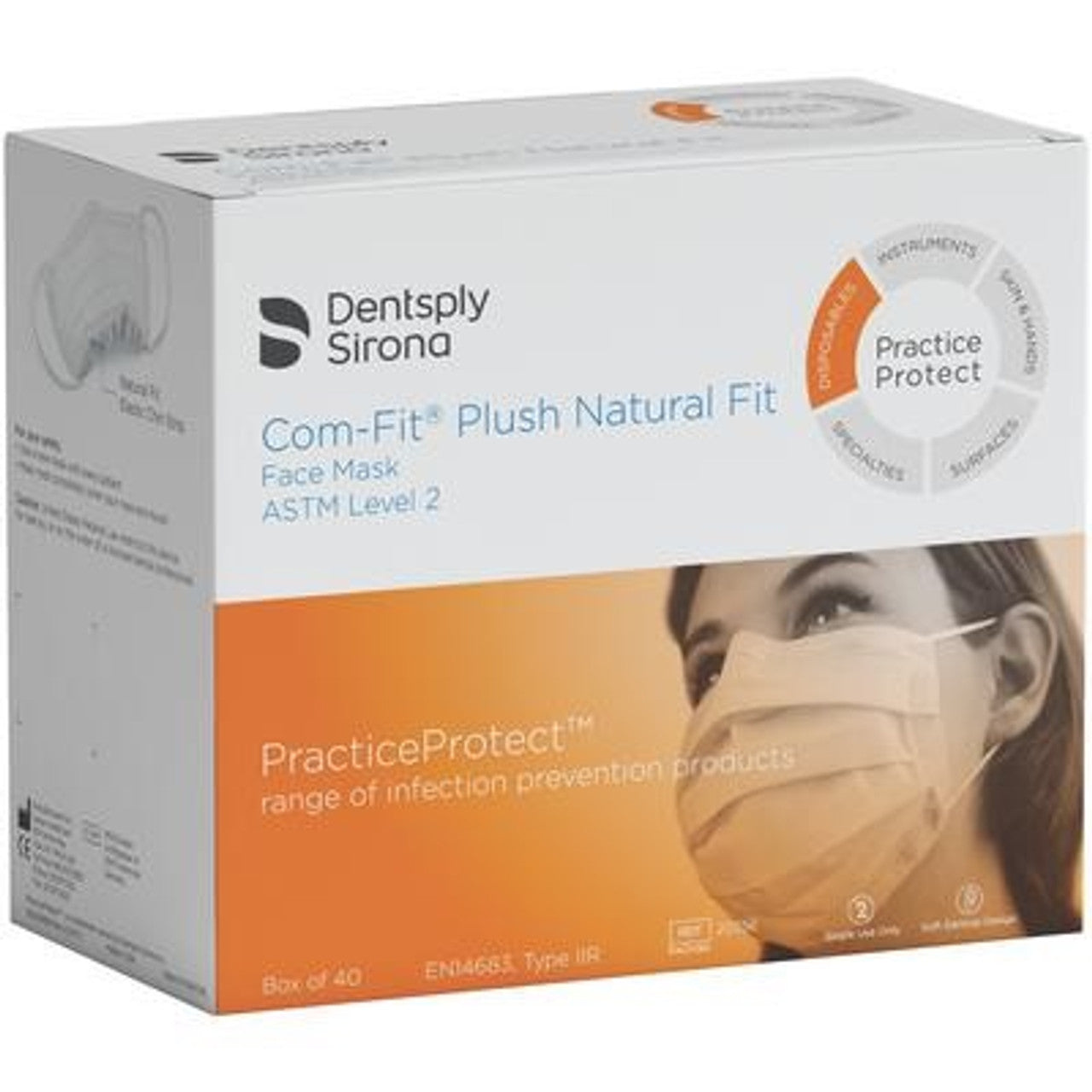 Sultan 20356 Com-Fit Plush Natural Fit Earloop Face Masks ASTM Level 2 White 40/Bx