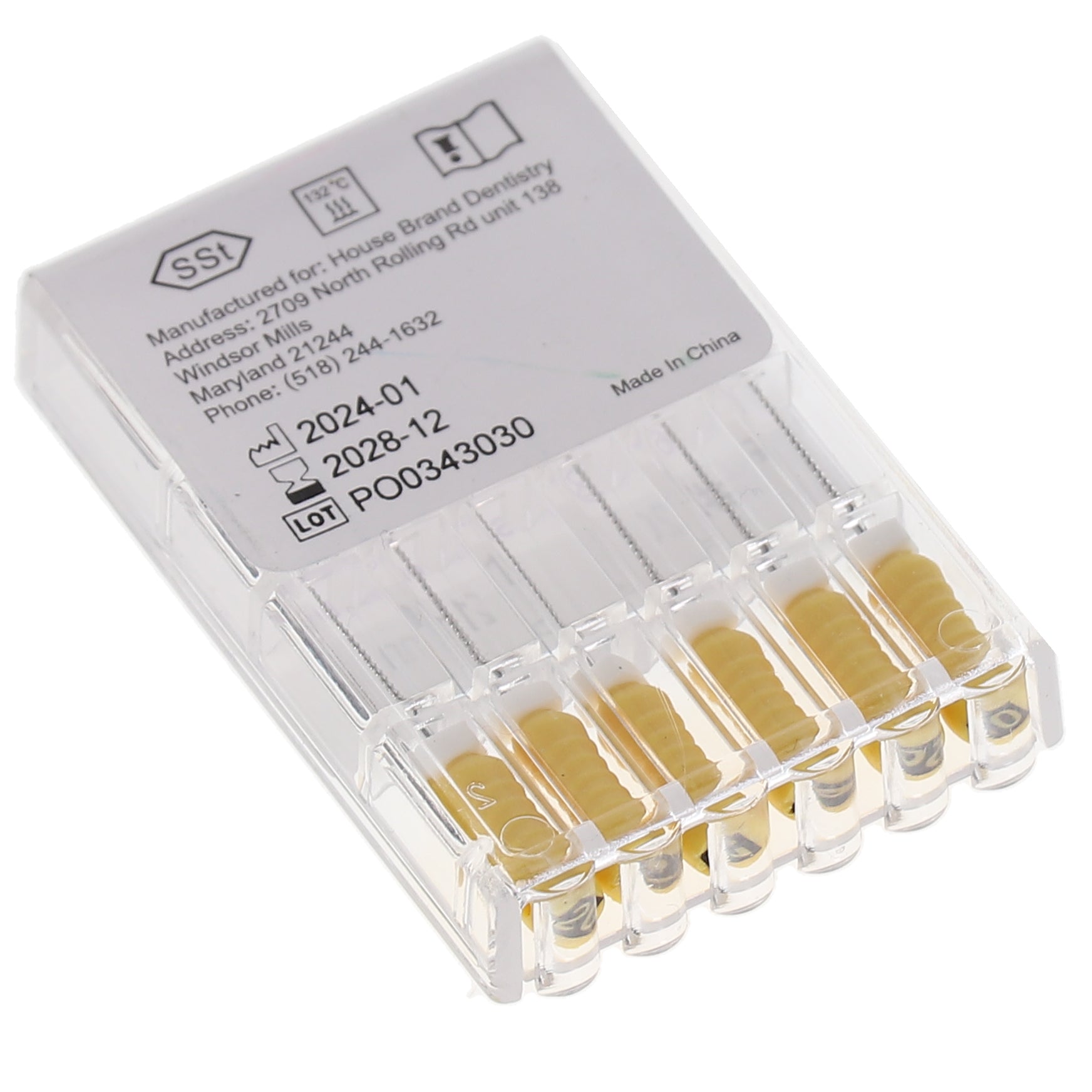 House Brand Dentistry 400204 HSB K-Files Flex-Type 21mm #20 Yellow Stainless Steel 6/Pk