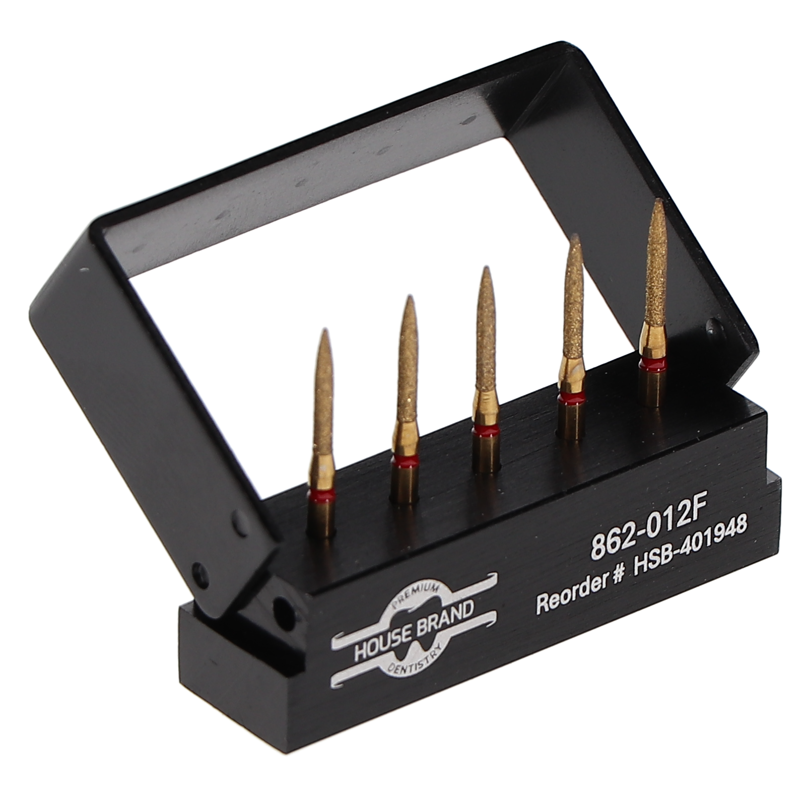 House Brand Dentistry 401948 HSB FG 862-012F Precision Zirconia Flame Fine Grit Diamond Burs 5/Pk