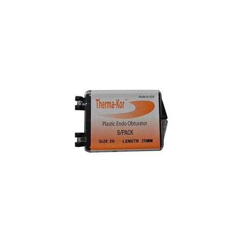 Xlent Dental 46062545 Therma-Kor Plastic Obturators #45 25mm 6/Pk