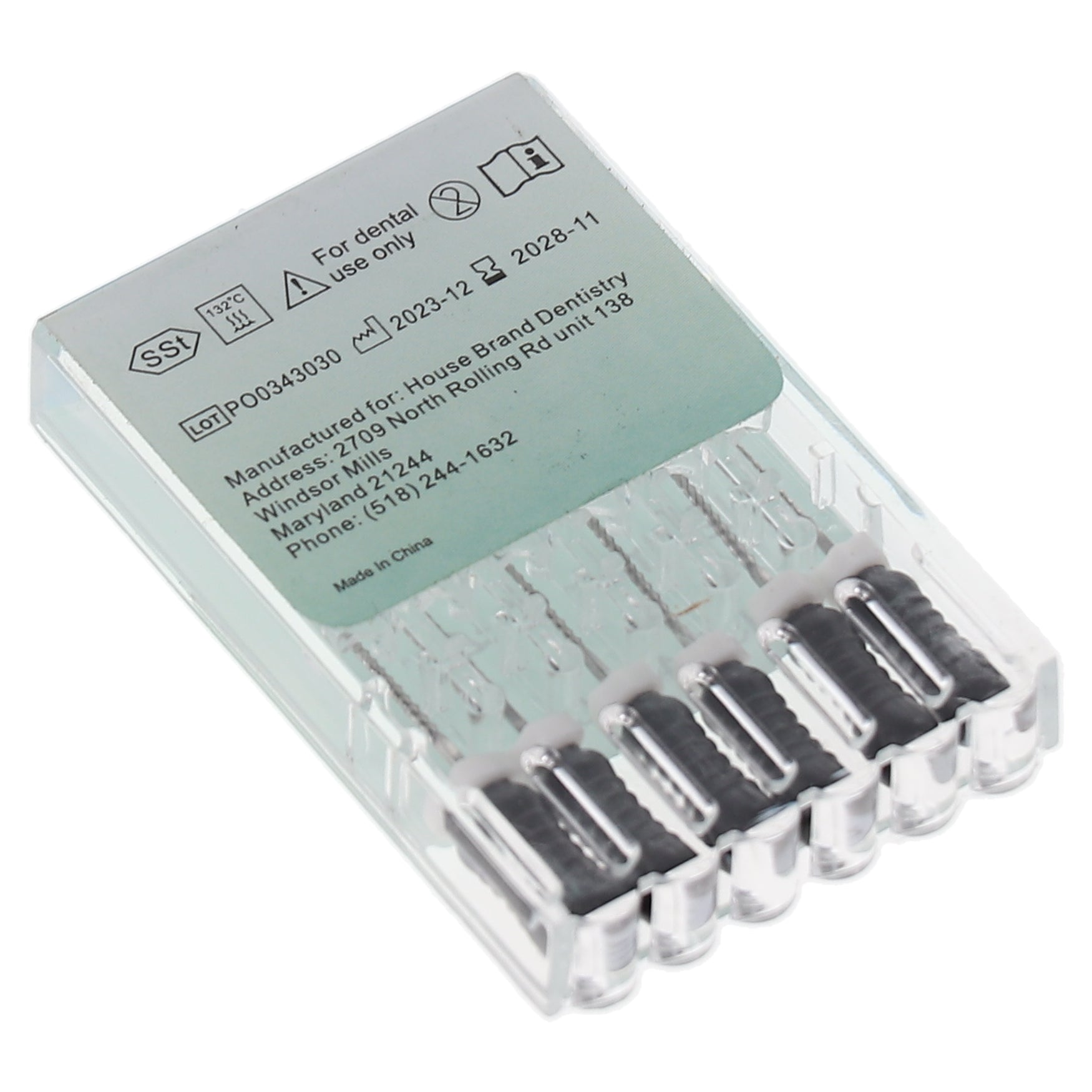 House Brand Dentistry 400109 HSB Endodontic K-Files 21mm #40 Black Stainless Steel 6/Pk