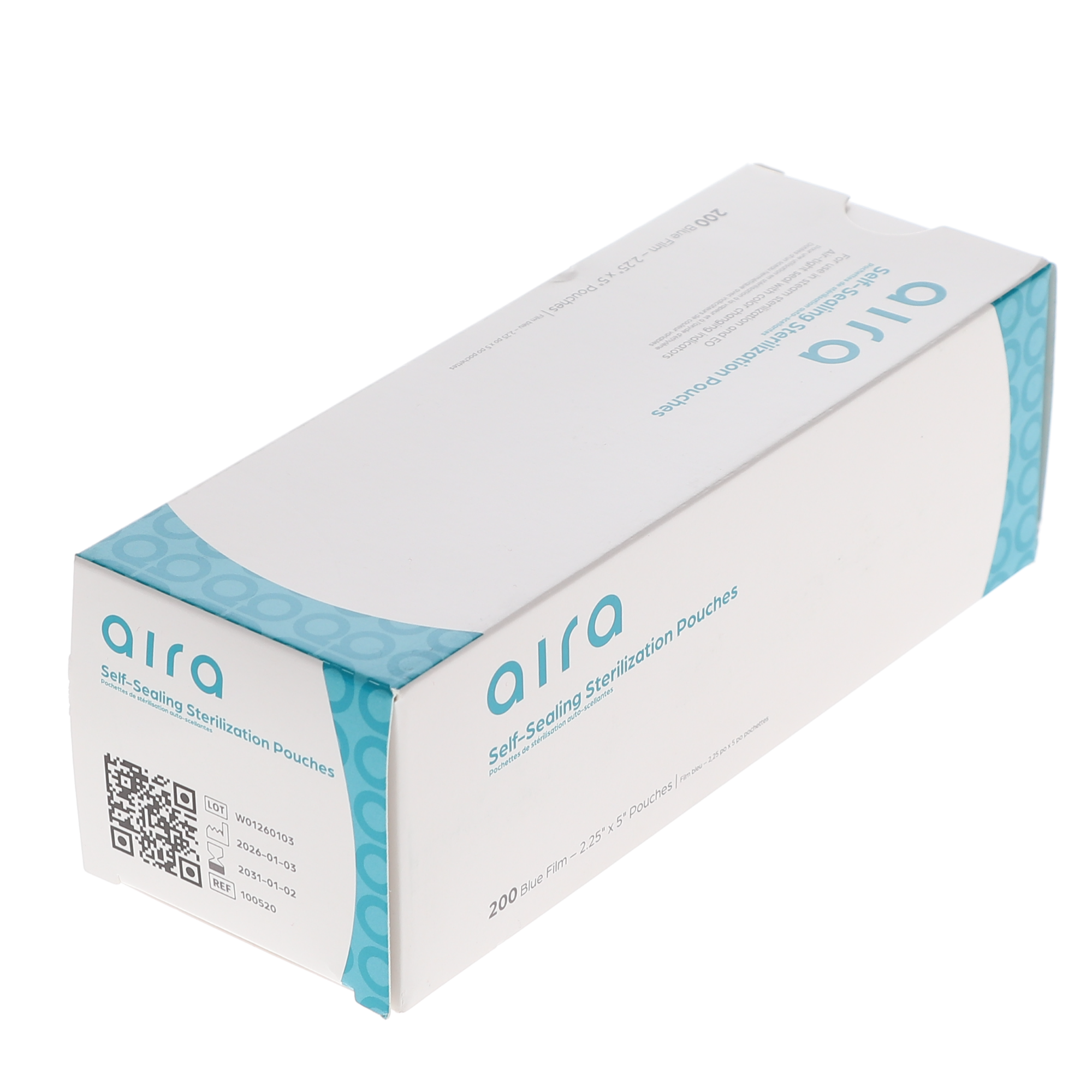Aira 100520 Paper/Blue Film Self-Sealing Sterilization Pouches 2.25