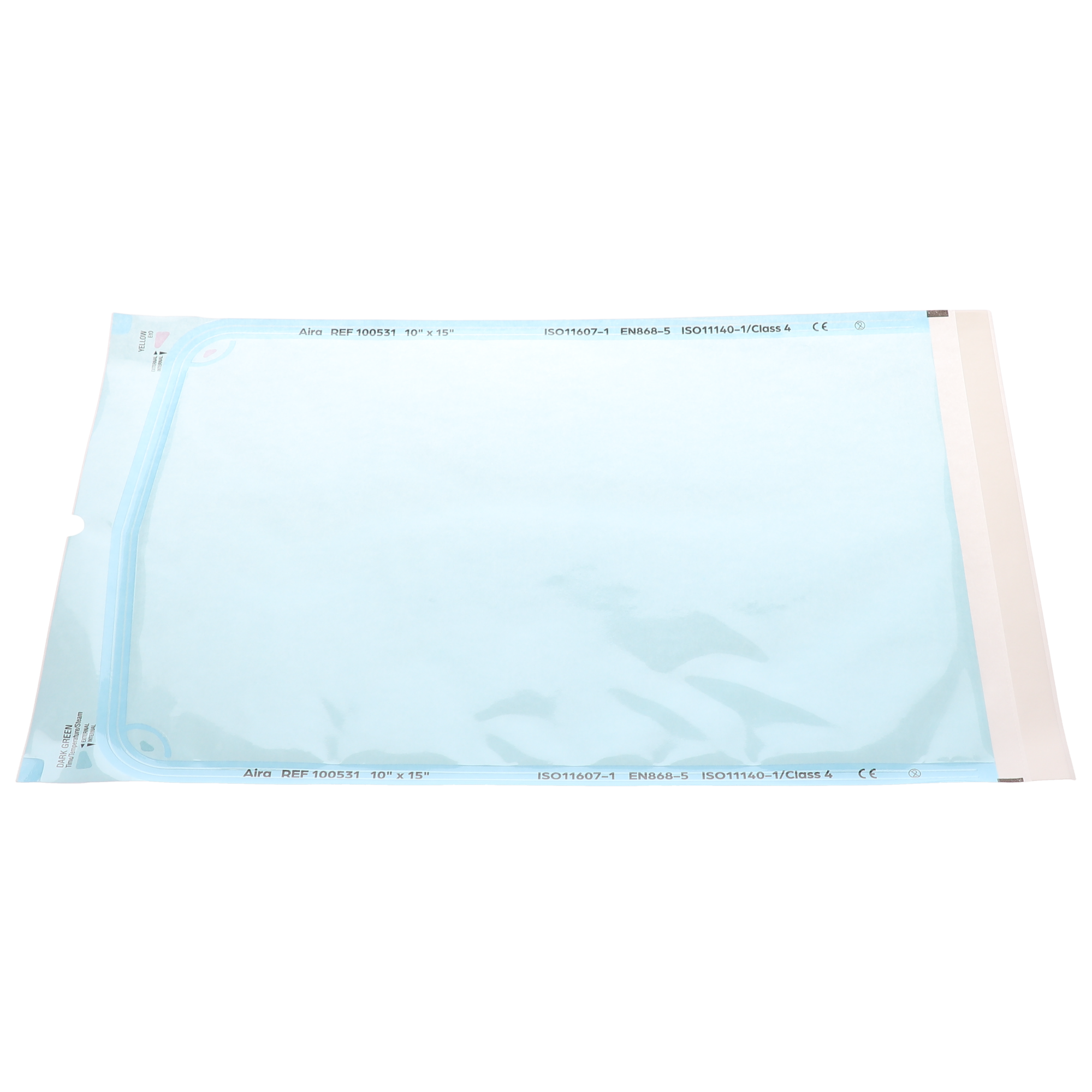 Aira 100531 Self-Sealing Sterilization Pouch Paper/Blue Film 10