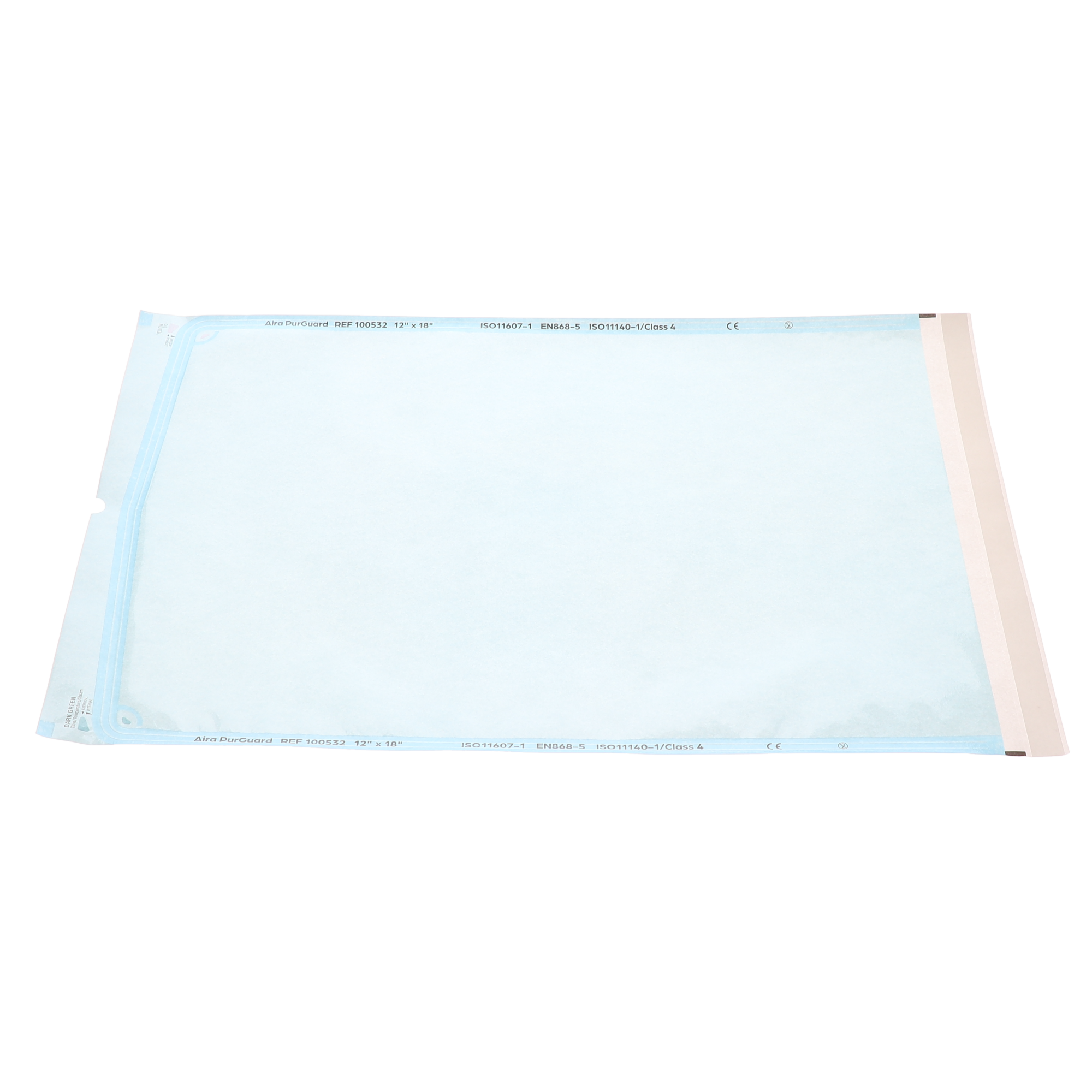 Aira 100532 PurGuard Self-Sealing Sterilization Pouches Paper/Blue Film 12