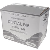 House Brand Dentistry 109238 HSB Dental Patient Bibs 3+1 Ply 13" X 18" Silver Gray 500/Bx