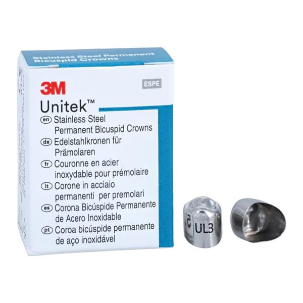 3M Solventum 900513 Unitek Crowns Stainless Steel 1st Permanent Bicuspid #3 Upper Left 5/Bx
