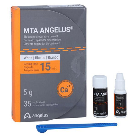 Angelus 1822 MTA White Reparative Dental Cement Kit 5/Pk 1gm Vials 3mL Distilled Water