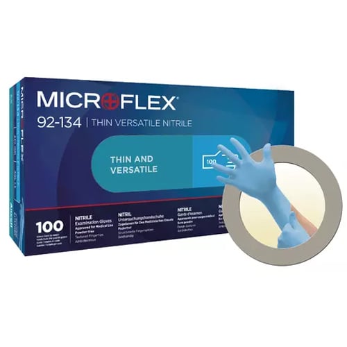 Ansell Perry 92134090 Microflex Nitrile Exam Gloves Large Blue 100/Bx