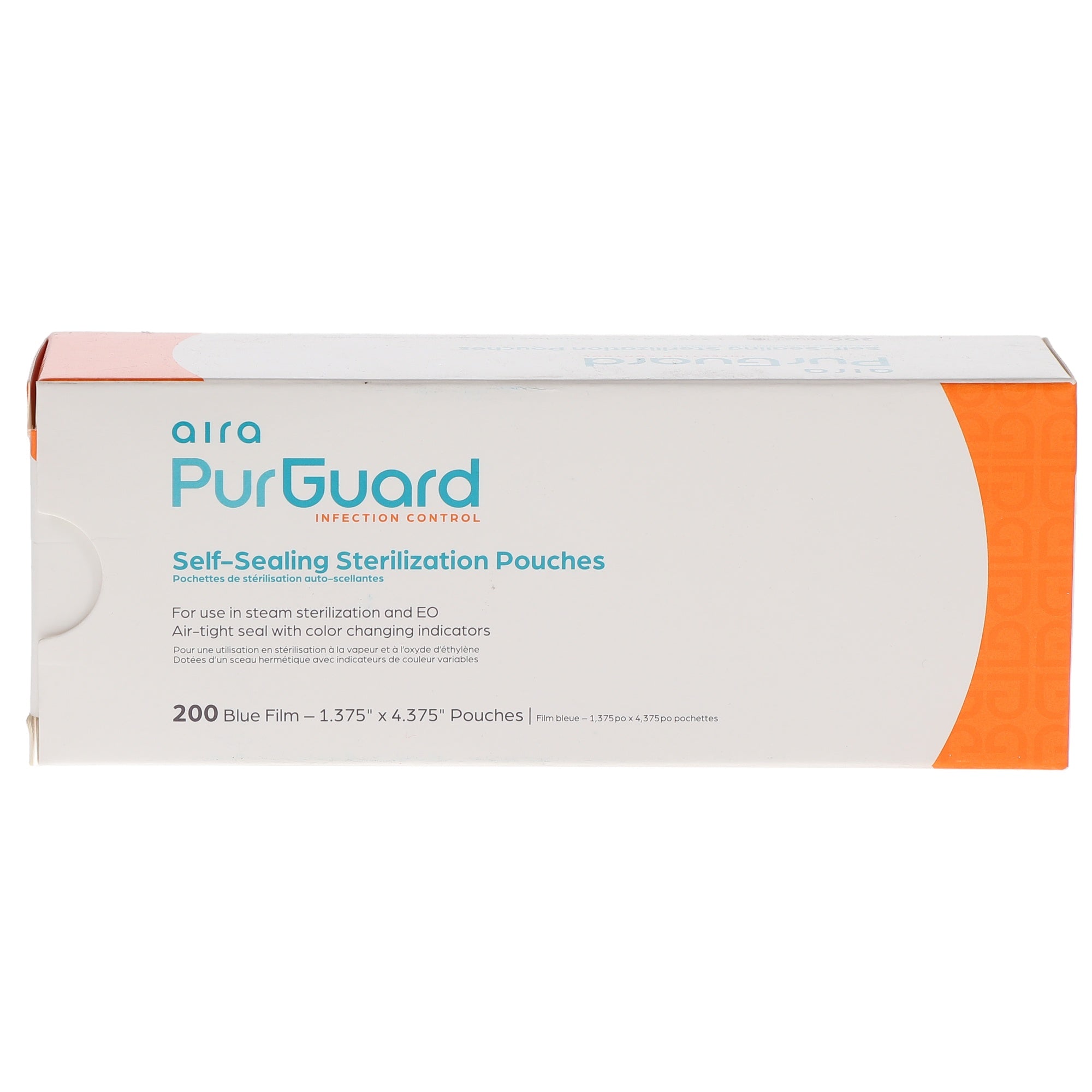 Aira 100539 PurGuard Self-Sealing Sterilization Pouches Paper Blue Film 1.375