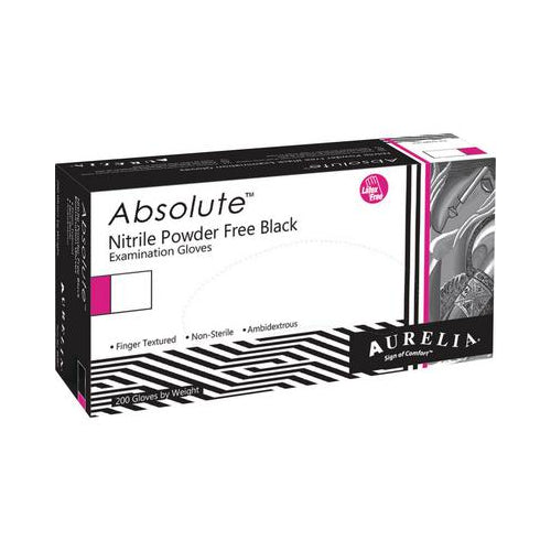 Supermax 98997 Aurelia Absolute Black Nitrile Exam Gloves Medium 200/Box
