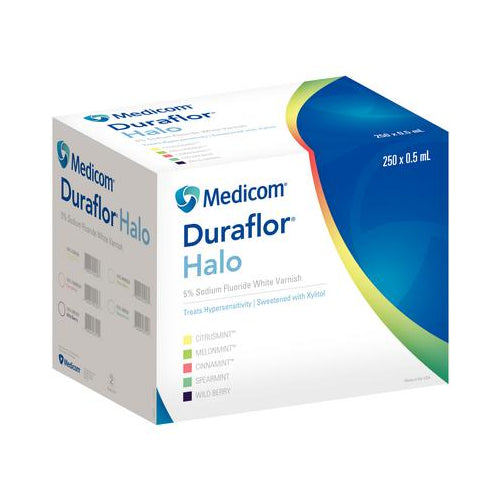 Medicom 1015-SM250 Duraflor Halo 5% Sodium Fluoride Varnish Spearmint 0.5 mL 250/Pk EXP Aug 2025