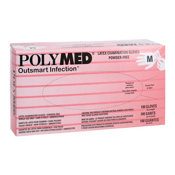 VentyV PM103 Polymed Latex Exam Gloves Medium White 100/Pk