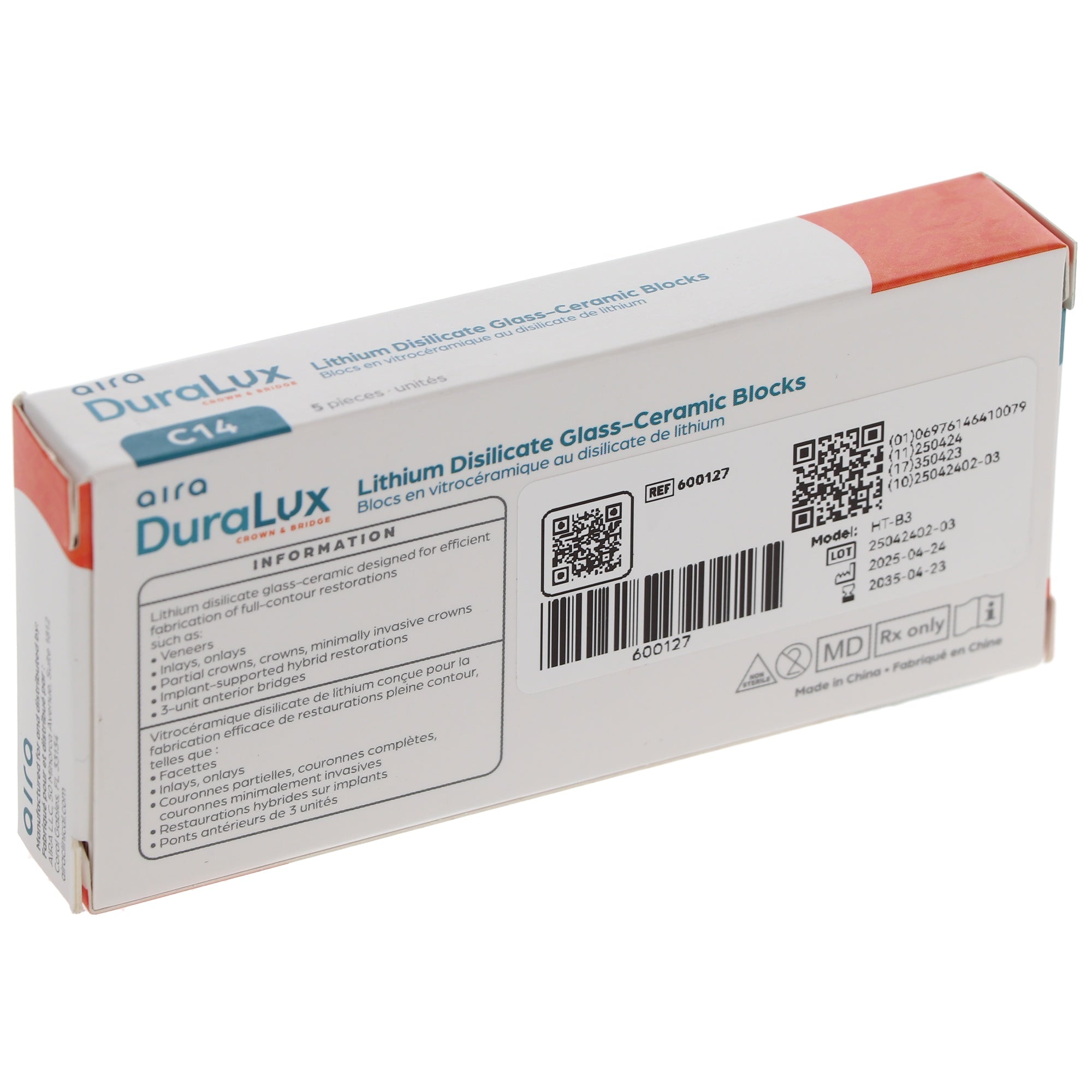 Aira 600127 DuraLux IPS e.max Type Blocks CAD inLab HT B3 C14 5/Pk