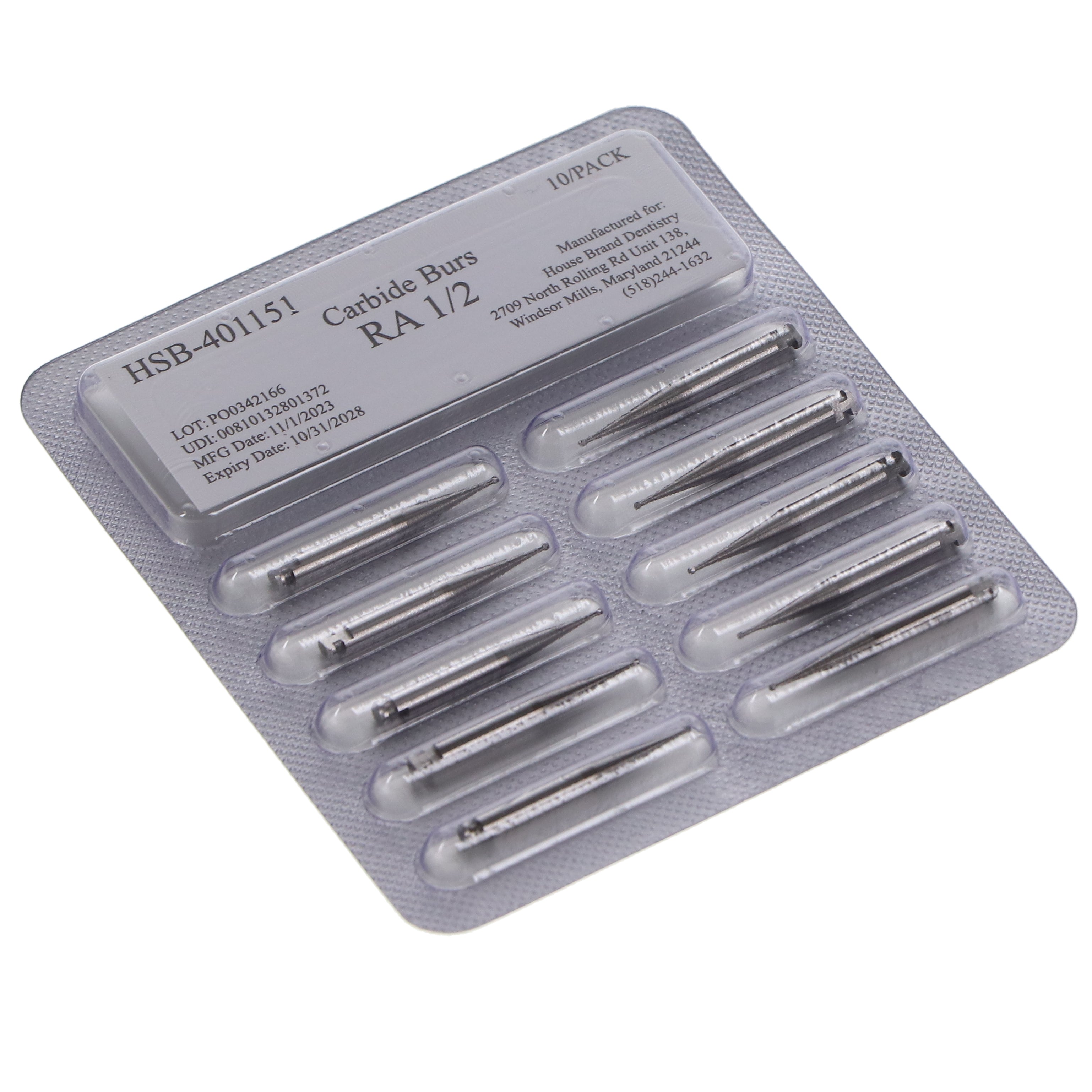 House Brand Dentistry 401151 HSB RA #1/2 Round Carbide Burs 100/Pk