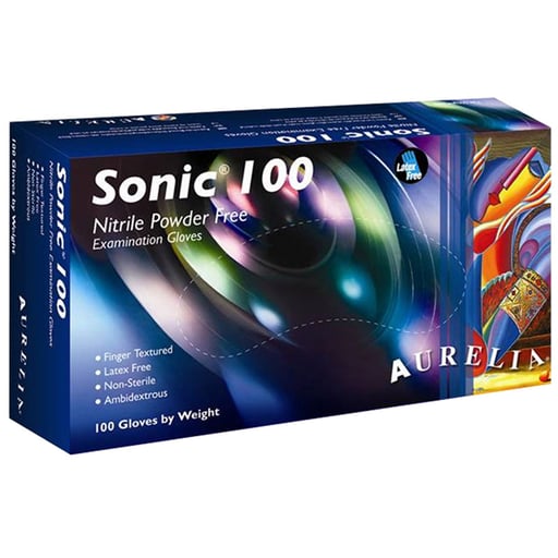 Supermax 9377B8 Aurelia SONIC 100 Nitrile Gloves Large Cobalt Blue 100/Bx