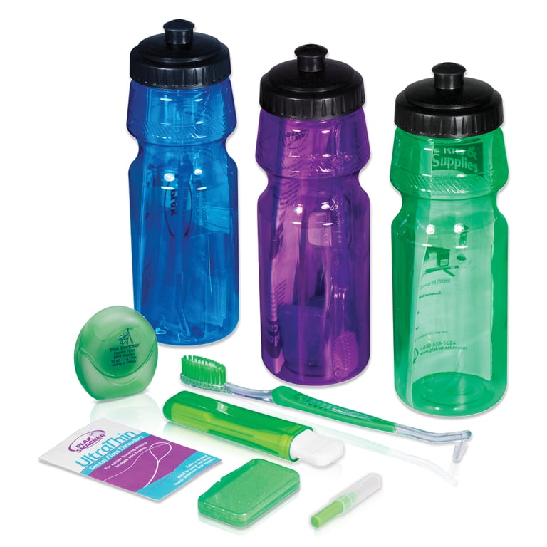 Plak Smacker 400044 Orthodontic Water Bottle 7-Piece Kit BPA Free 24/Pk