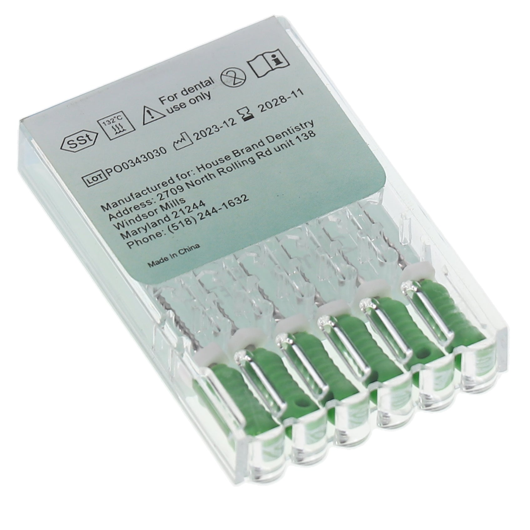 House Brand Dentistry 400115 HSB Endodontic K-Files 21mm #70 Green Stainless Steel 6/Pk