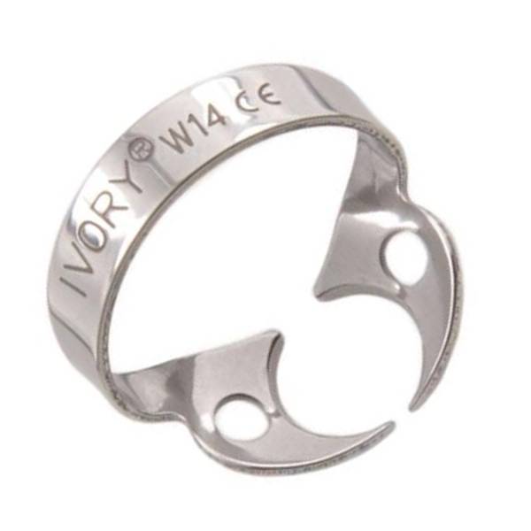 Hu-Friedy RDCMW14 Wingless Rubber Dam Clamp Satin Finish #W14 Downward Slope