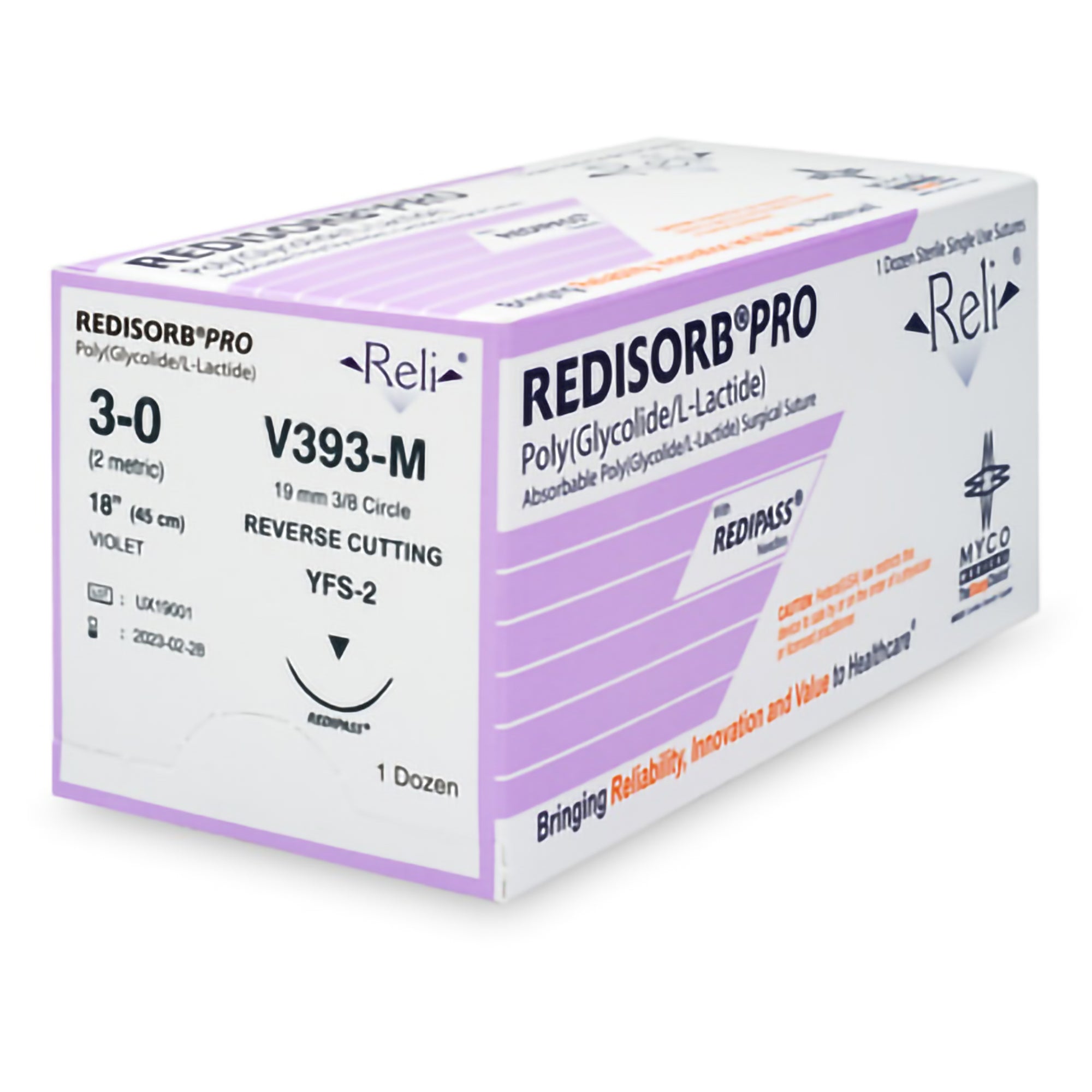 Myco Medical V393 Reli Redisorb Violet Braided Absorbable Sutures 3-0 MFS-2 18