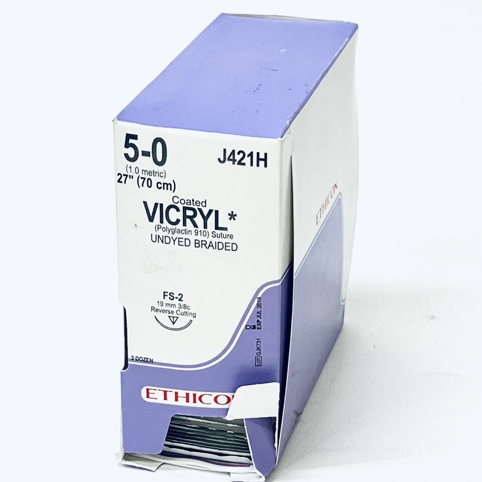 J&J Ethicon J421H Vicryl Undyed Braided Absorbable Sutures FS2 5/0 27