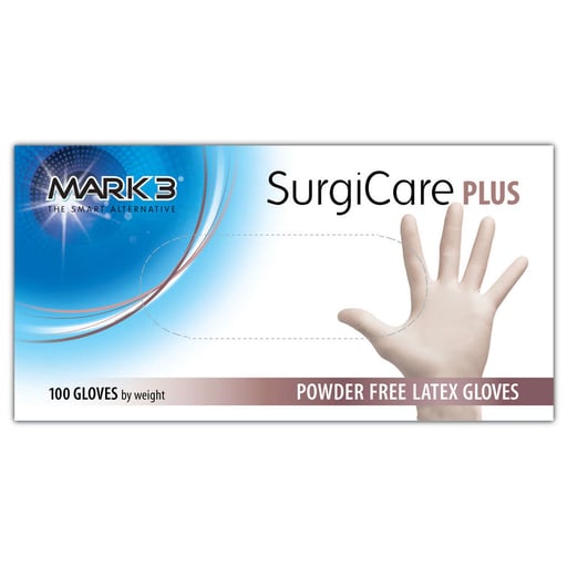 Mark3 1913 Surgicare Plus Latex Exam Gloves Large White Powder Free 100/Bx