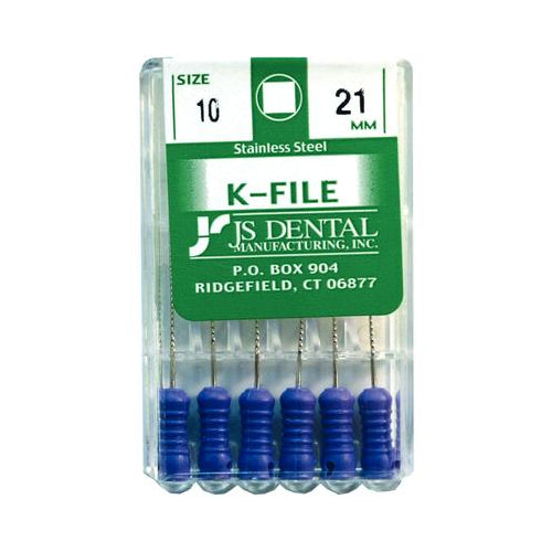 JS Dental K1010 Endodontic K-Files #10 21mm 6/Pk