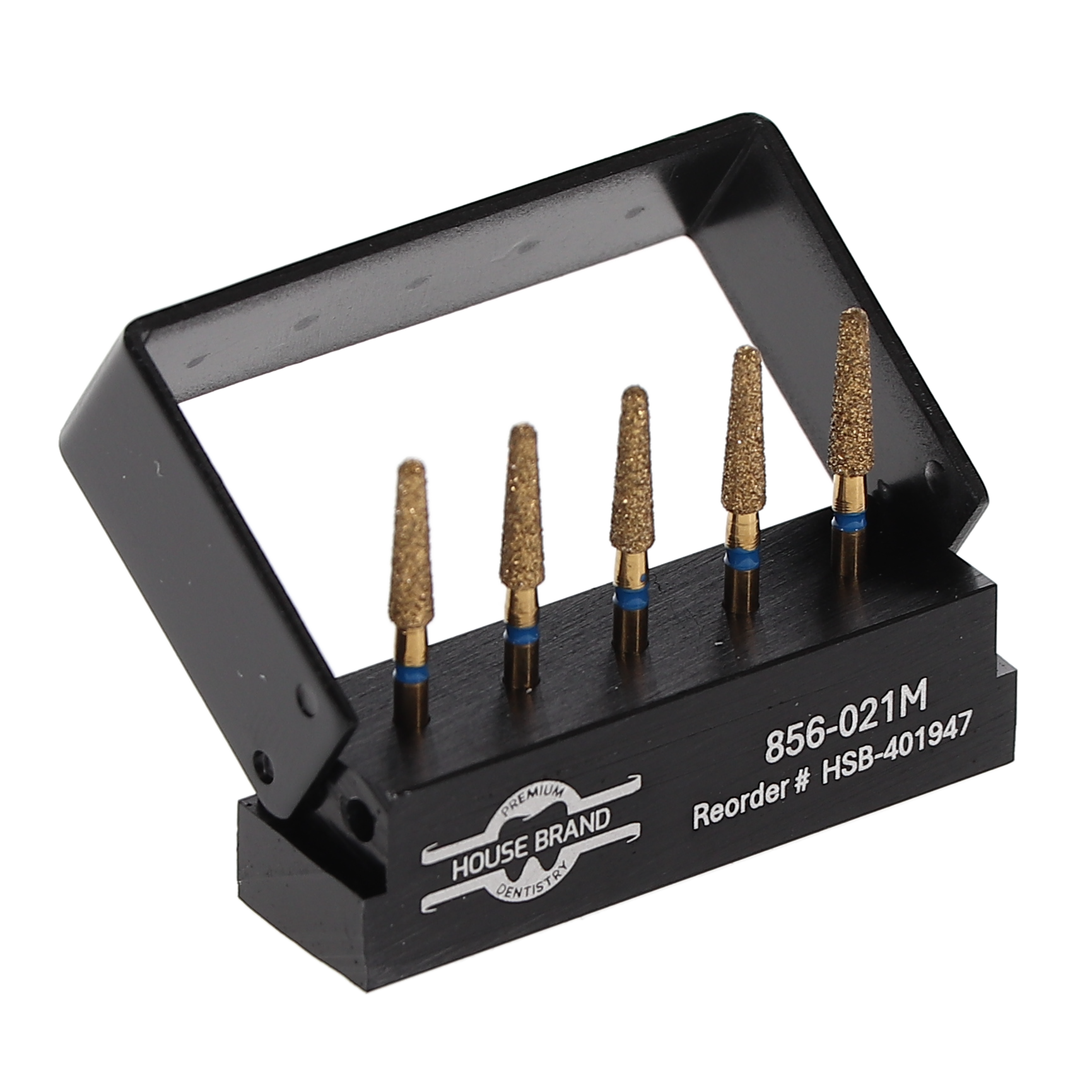 House Brand Dentistry 401947 HSB FG 856-021M Precision Zirconia Round End Taper Medium Grit Diamond Burs 5/Pk