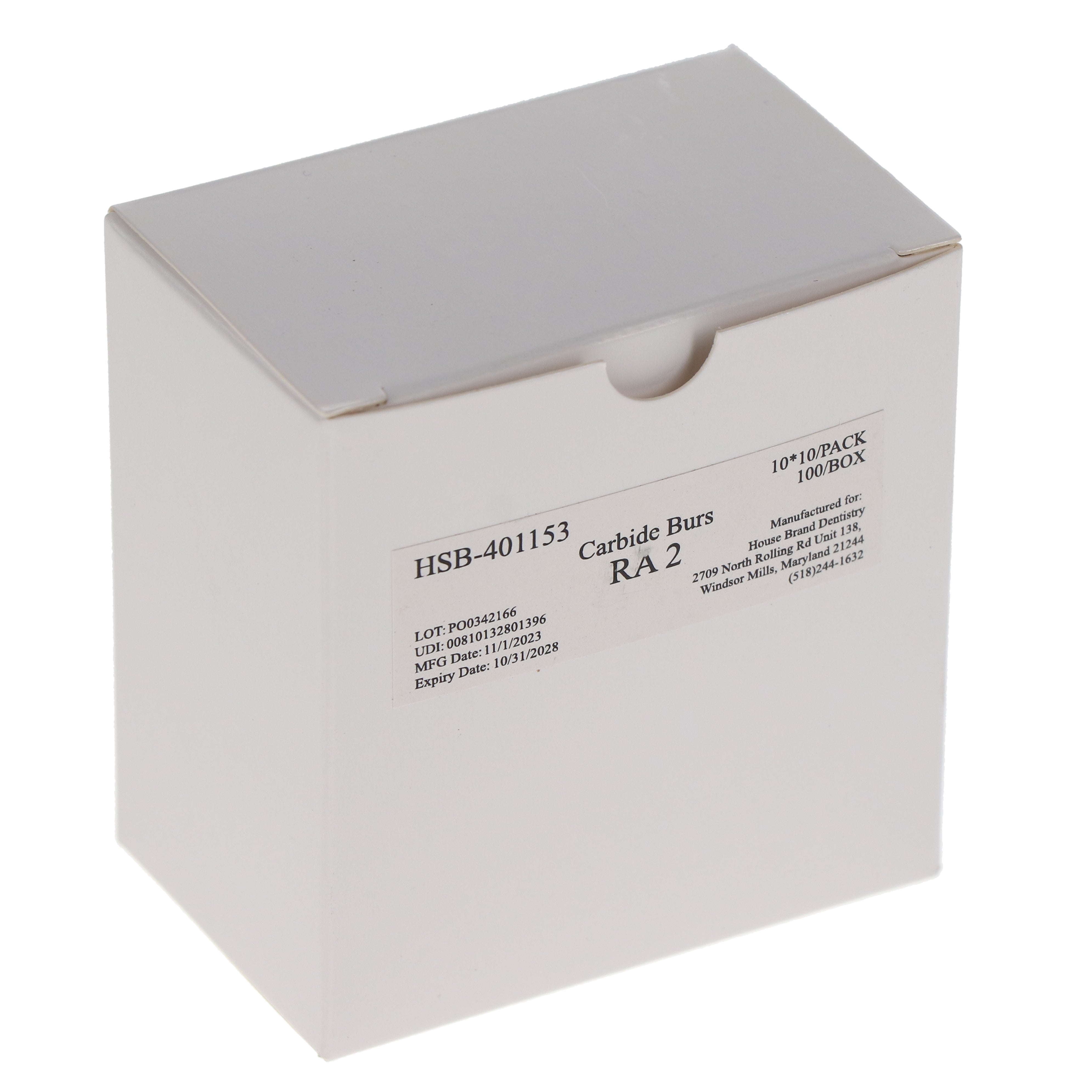 House Brand Dentistry 401153 HSB RA #2 Round Carbide Burs 100/Pk