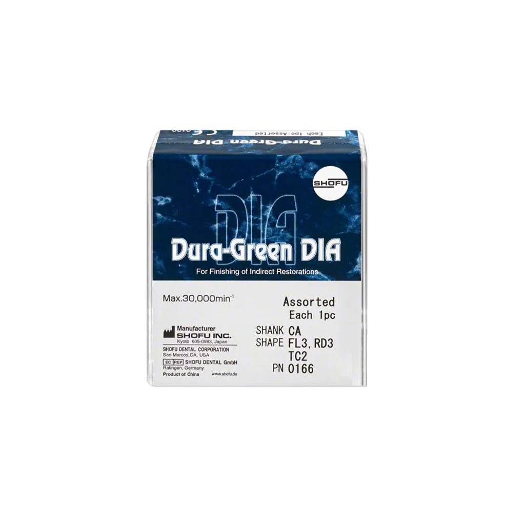 Shofu Dental 0166 Dura-Green Carbide Finishing Stones CA Assorted 3/Pk