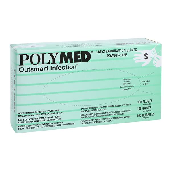 VentyV PM102 Polymed Latex Exam Gloves Small Powder Free 100/Pk