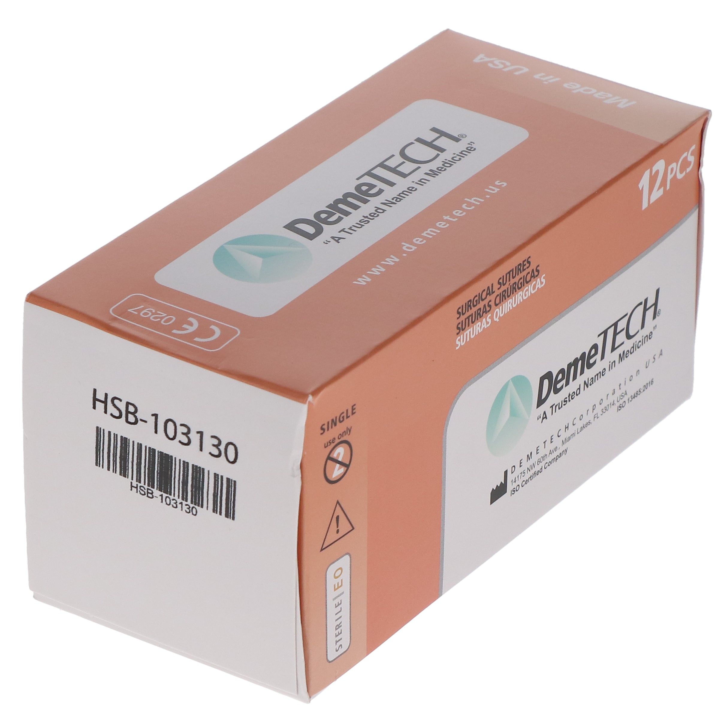 House Brand Dentistry 103130 HSB Poliglecaprone Colorless Precision Point Reverse Cutting Sutures 25` 45cm 5/0 19mm 3/8 Circle 12/Bx