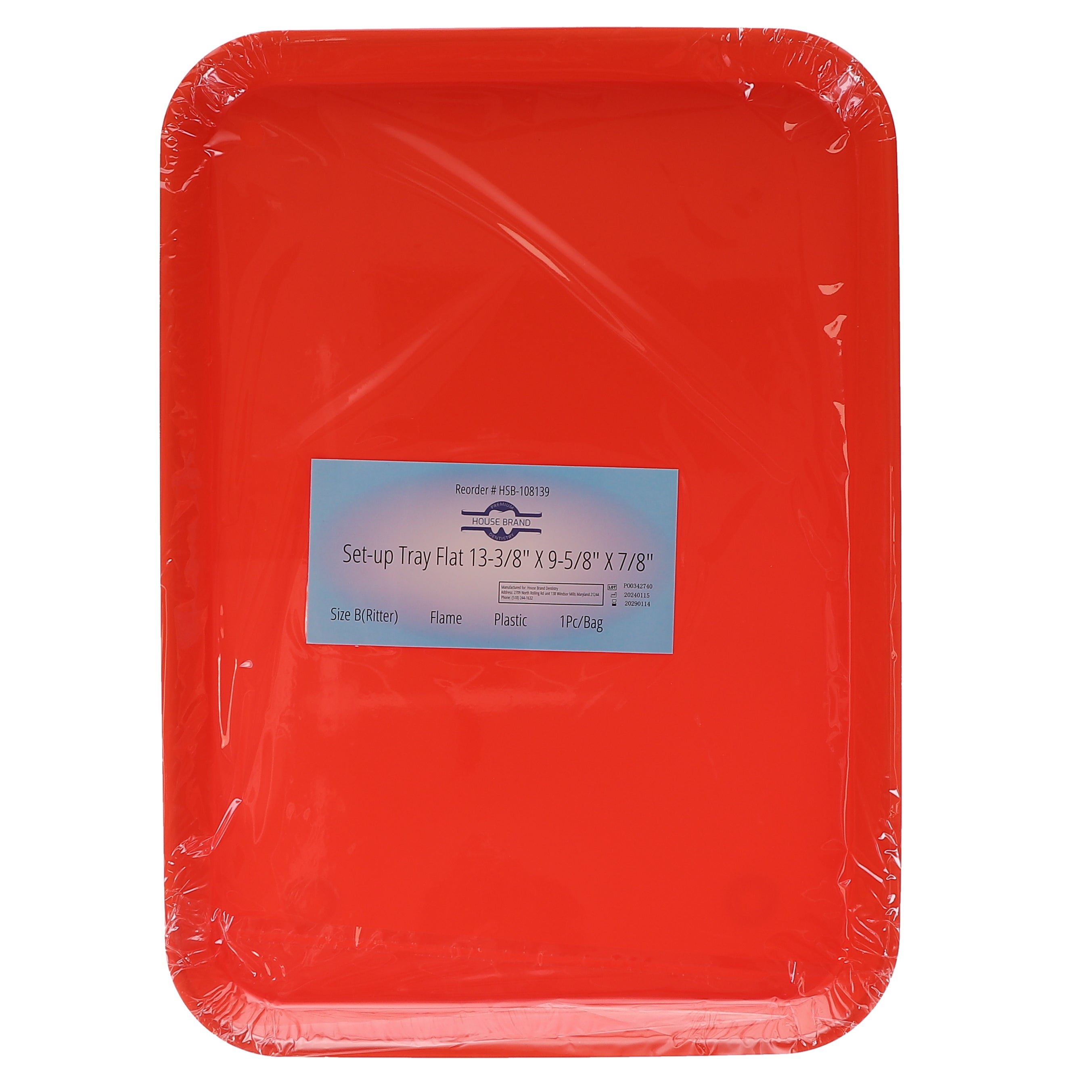 House Brand Dentistry 108139 HSB Set-Up Tray Flat #B Ritter Flame Plastic 13-3/8