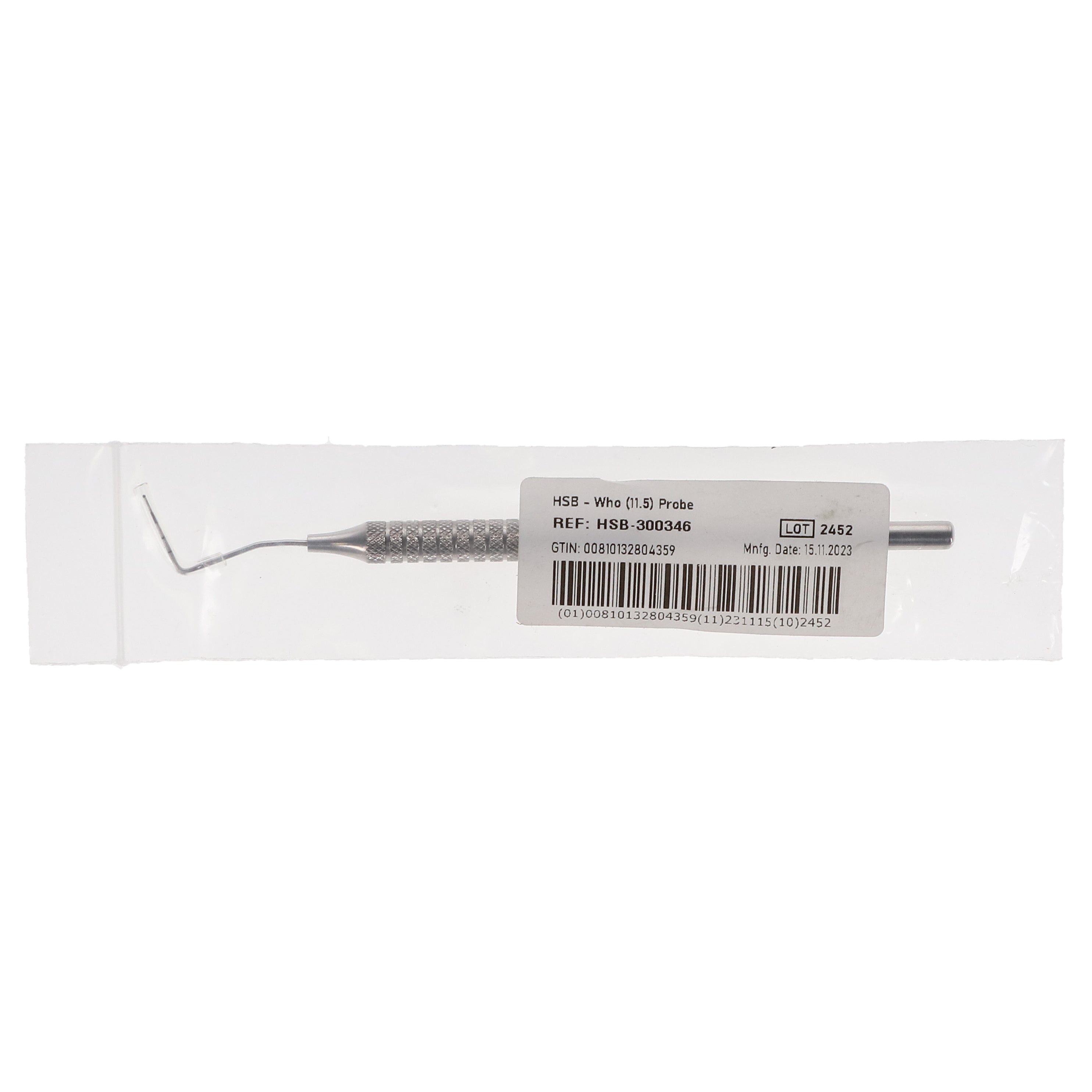 House Brand Dentistry 300346 HSB Single End WHO Dental Probe 11.5