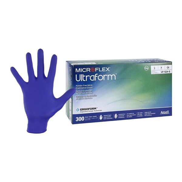 Microflex UF-524-S Ultraform Cobalt Blue Nitrile Gloves Small 300/Box