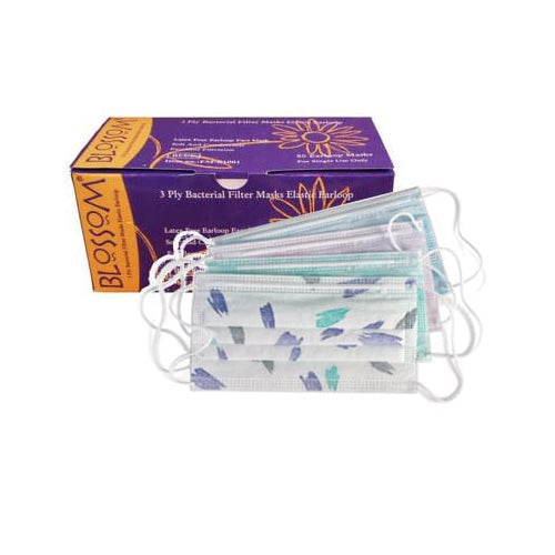 Blossom Disposables FM-M1005-MULTI Earloop Face Masks Latex Free Multicolor 50/Bx