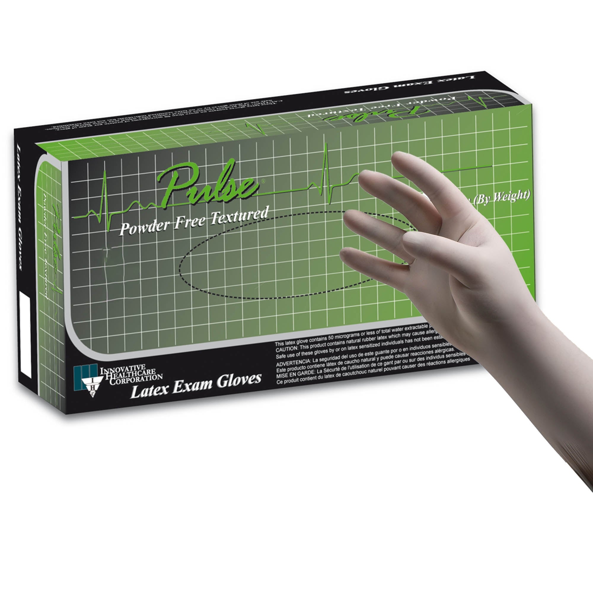 Innovative Healthcare 151200 Pulse 151 Latex Gloves Medium Powder Free 100/Box