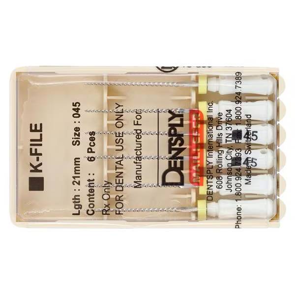 Dentsply Sirona 671108 Endodontic K-Files Stainless Steel #45 21mm 6/Pk