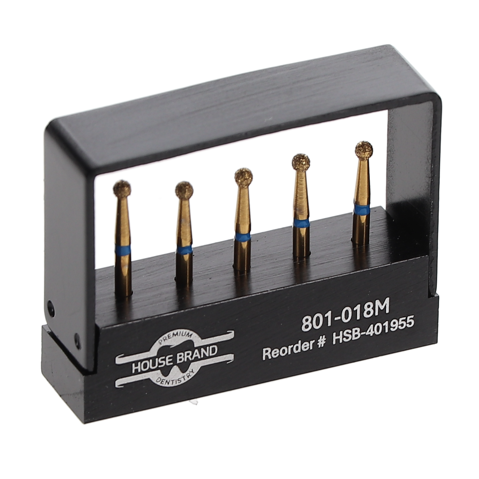 House Brand Dentistry 401955 HSB FG 801-018M Precision Zirconia Round Medium Grit Diamond Burs 5/Pk