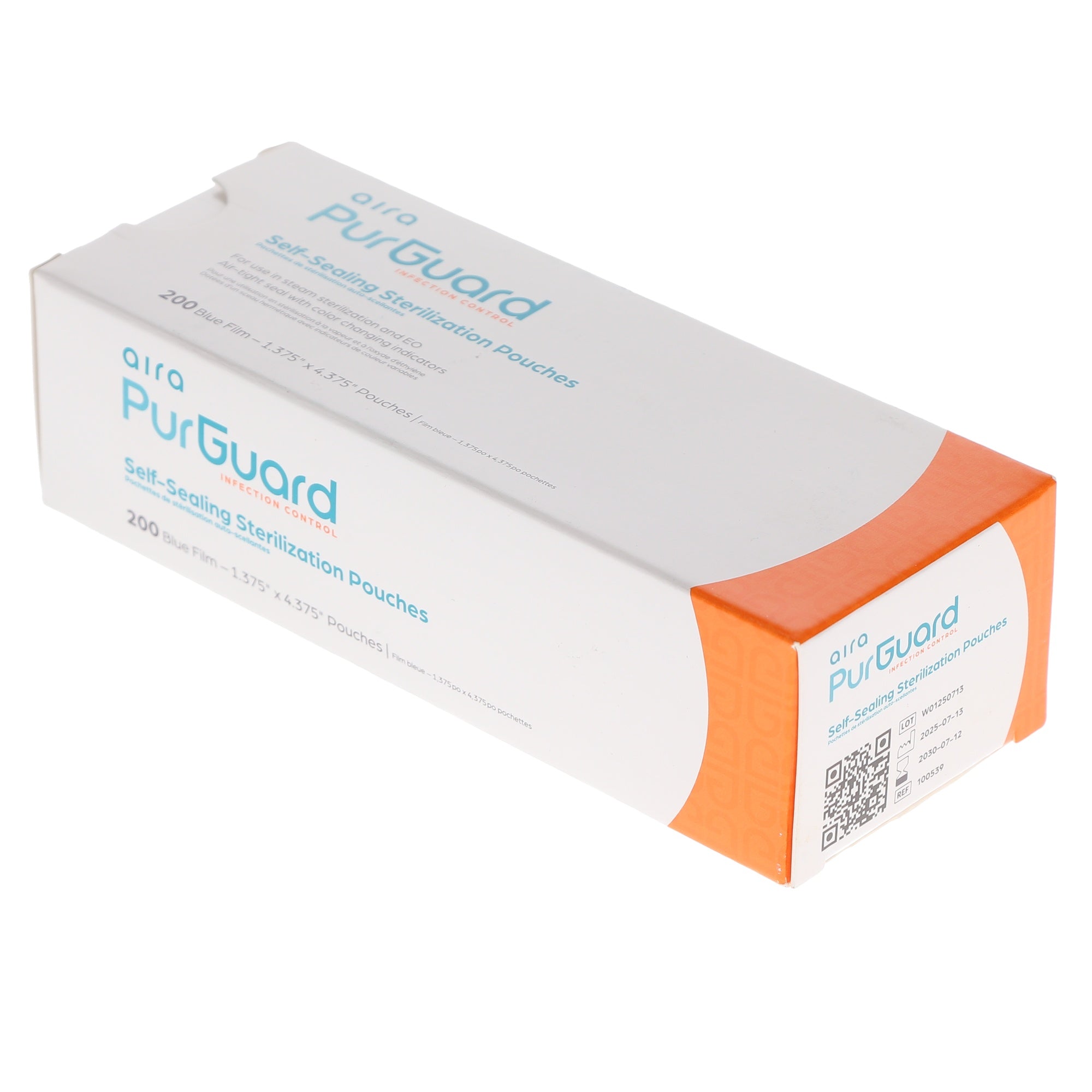 Aira 100539 PurGuard Self-Sealing Sterilization Pouches Paper Blue Film 1.375
