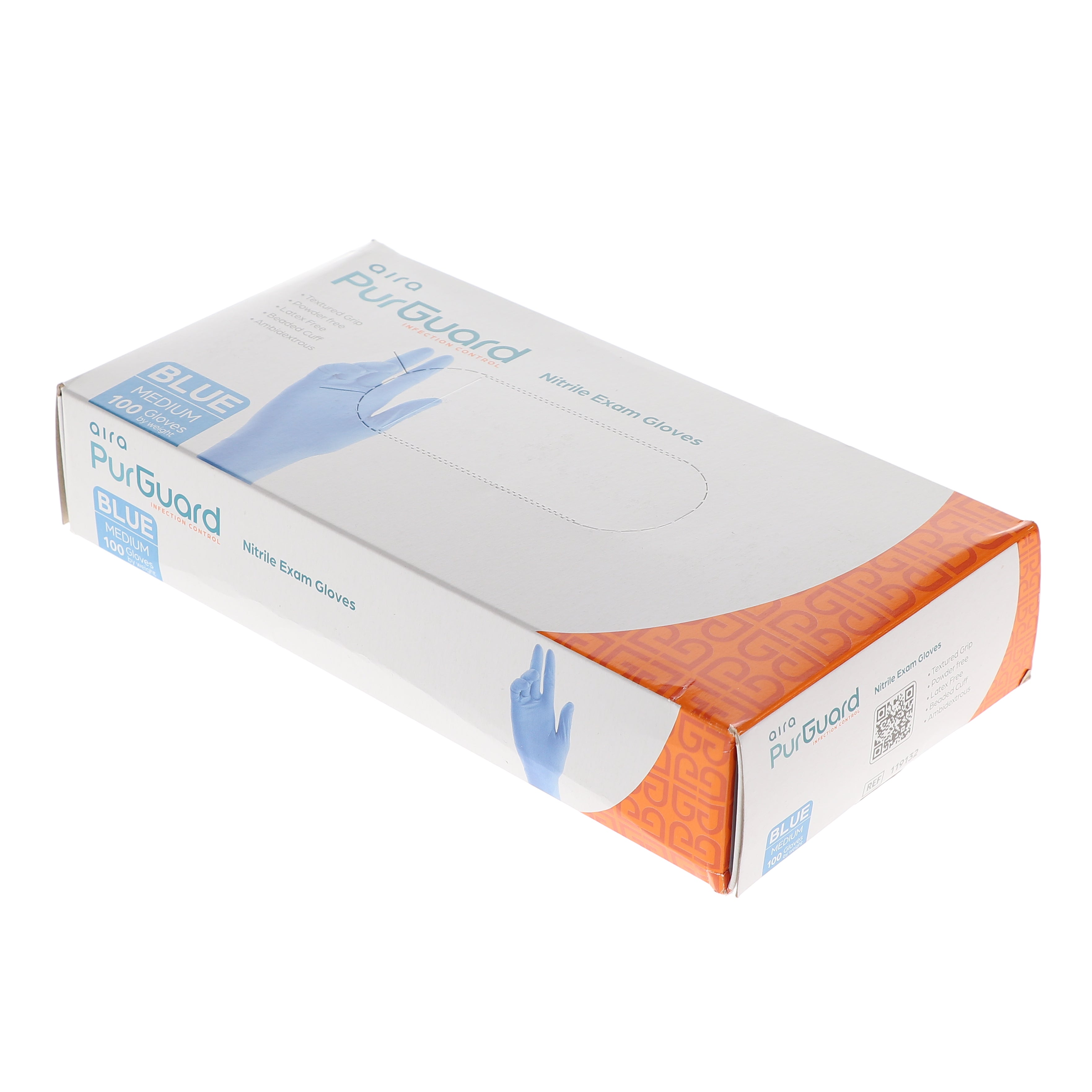 Aira 119132 PurGuard Nitrile Exam Gloves Blue Medium Latex Free 100/Bx