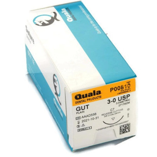 Quala P00810 Plain Gut Absorbable Sutures 3/0 C-7 27